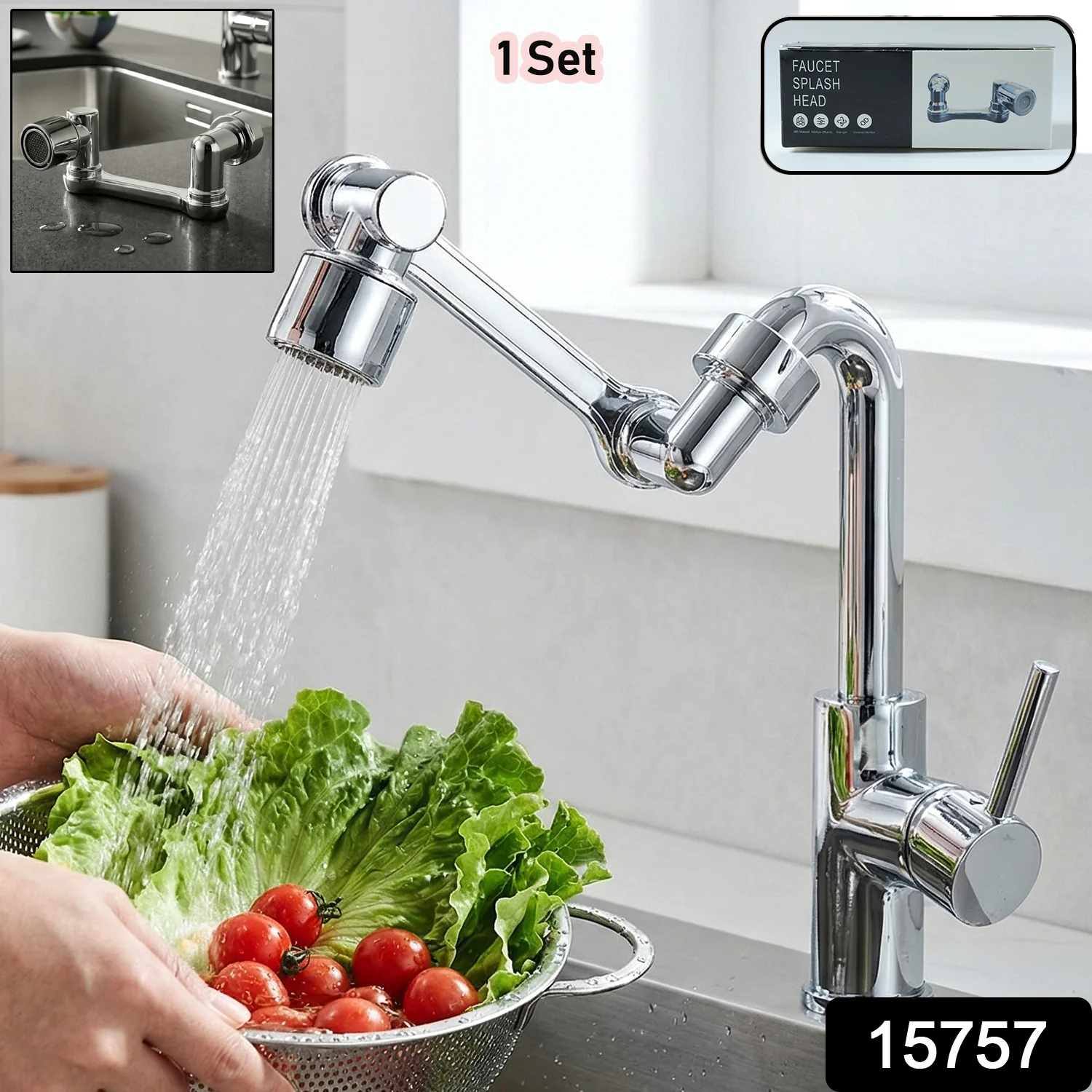 Adjustable 360° Rotating Faucet Splash Head Tap Extender (1 Set) - Image 2
