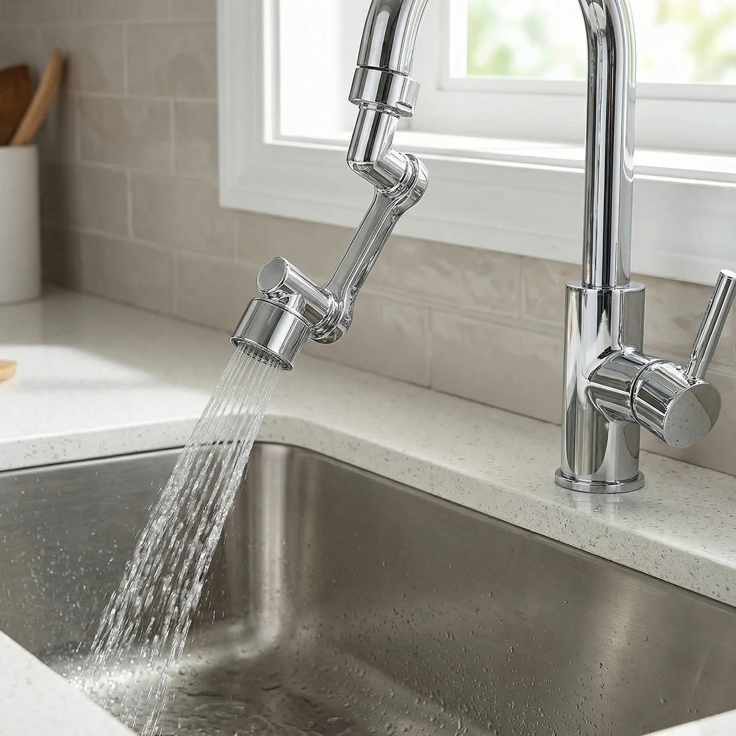 Adjustable 360° Rotating Faucet Splash Head Tap Extender (1 Set) - Image 4