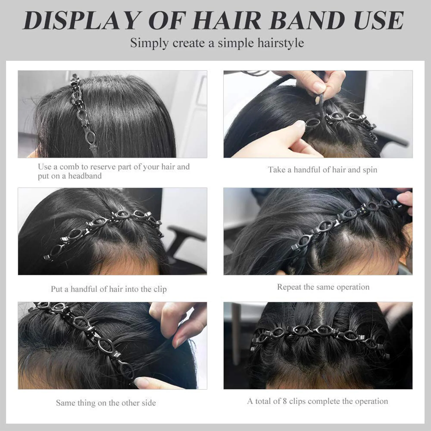 Adjustable Clip-On Hair Styling Headband (1 Pc) - Image 7