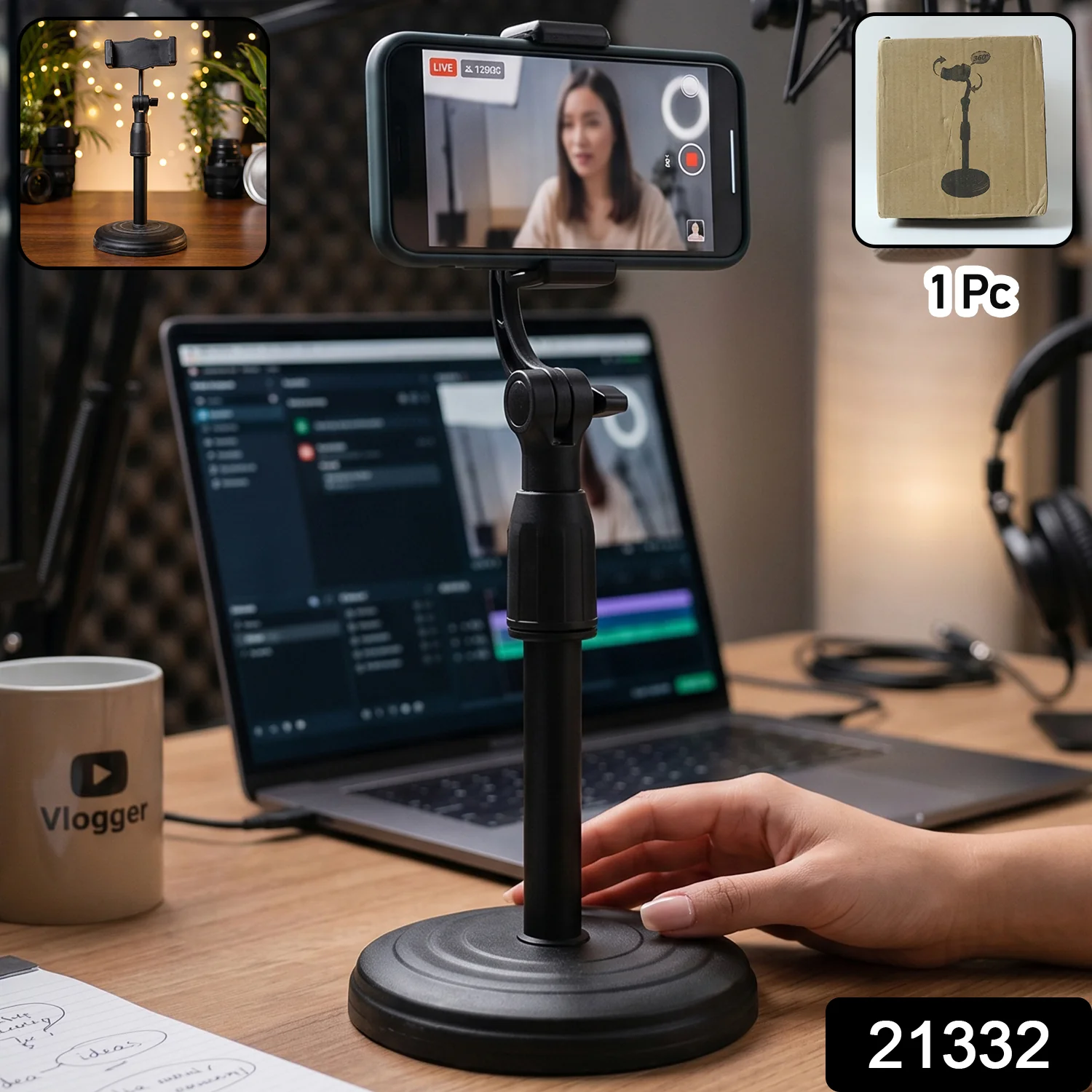Adjustable Rotating Desktop Phone Stand for Video Recording - Image 2