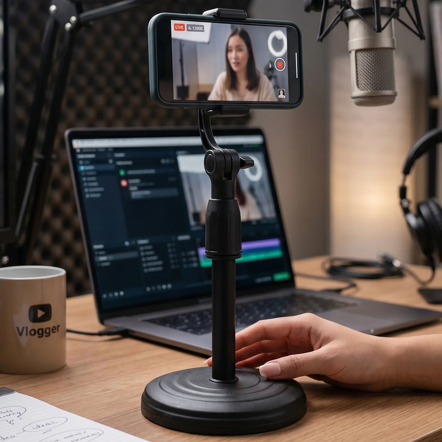 Adjustable Rotating Desktop Phone Stand for Video Recording - Image 3