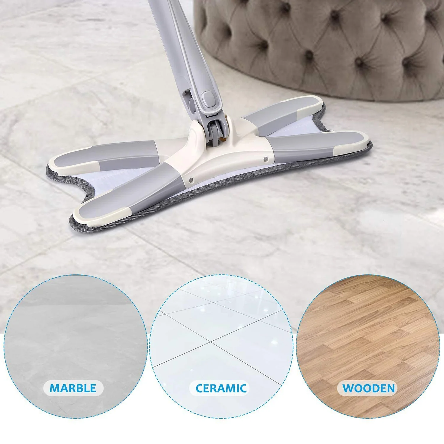 Adjustable 360° Flat Hand Mop: Floors, Walls, Ceilings (Easy Squeeze) - Image 8