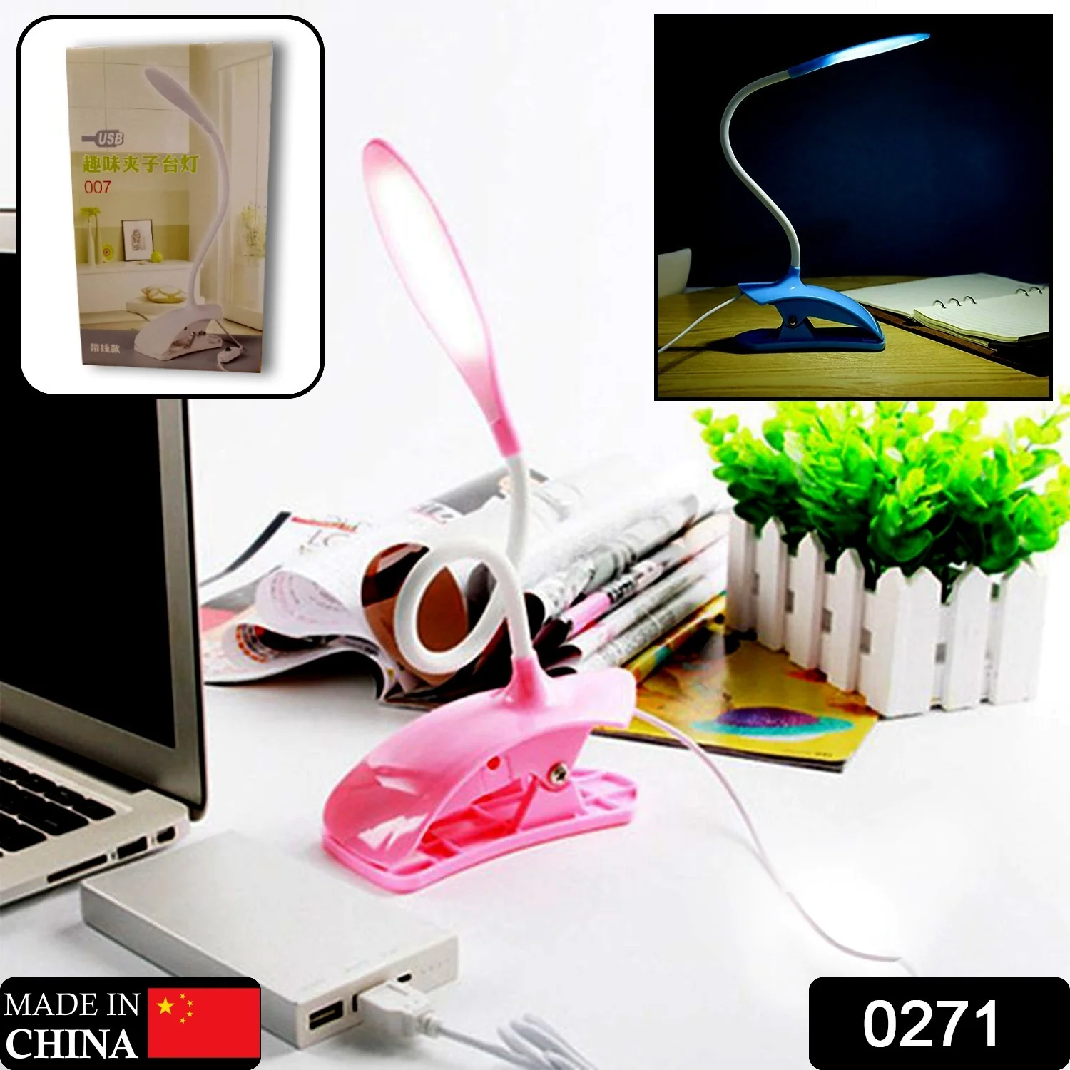 Desk Lamp Adjustable Gooseneck USB Rechargeable 3 modes - Image 2