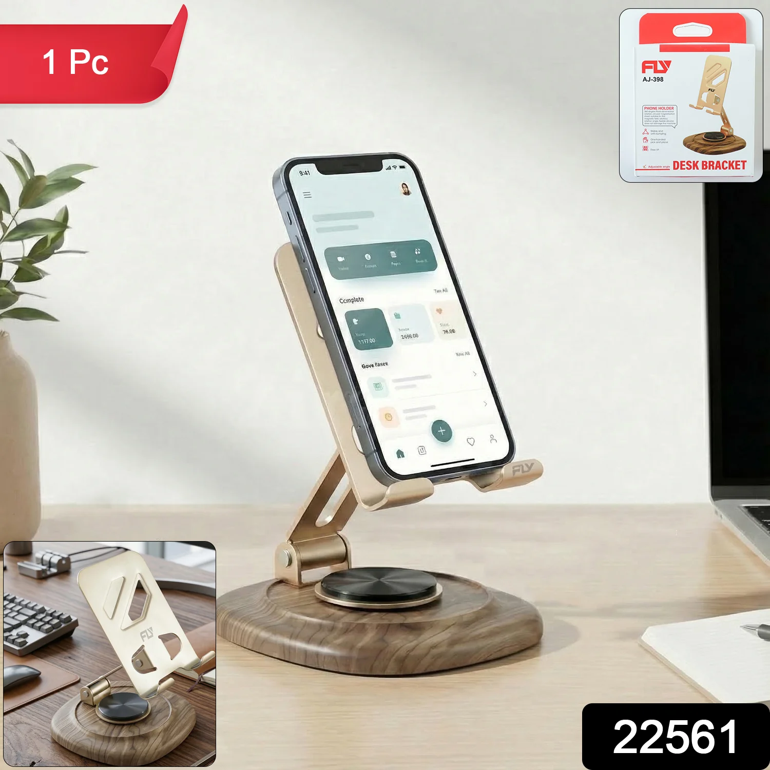 Adjustable Metal Desk Phone Stand with Plastic Base (1 Pc) - Image 2