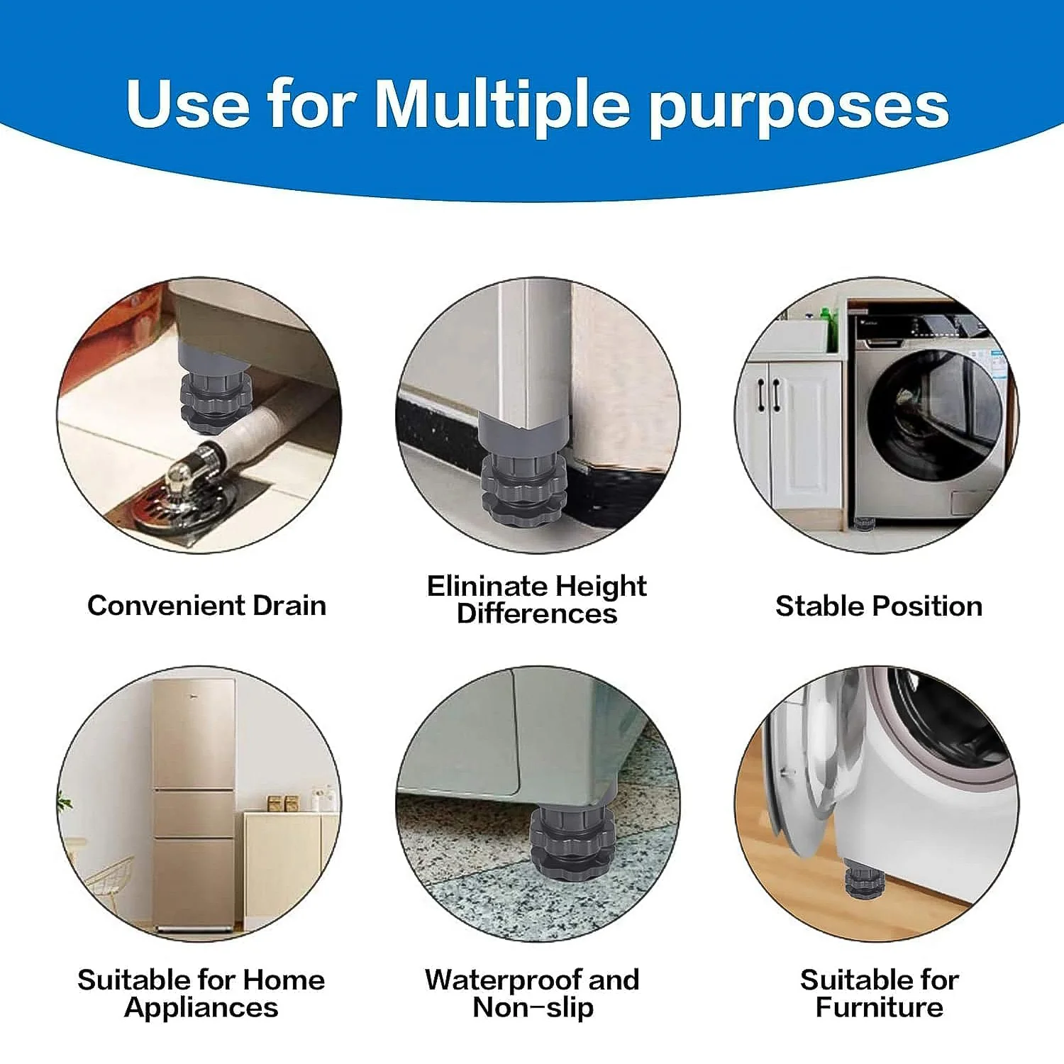 Adjustable Multipurpose AntiVibration For Appliances (Set of 4Pc) - Image 3