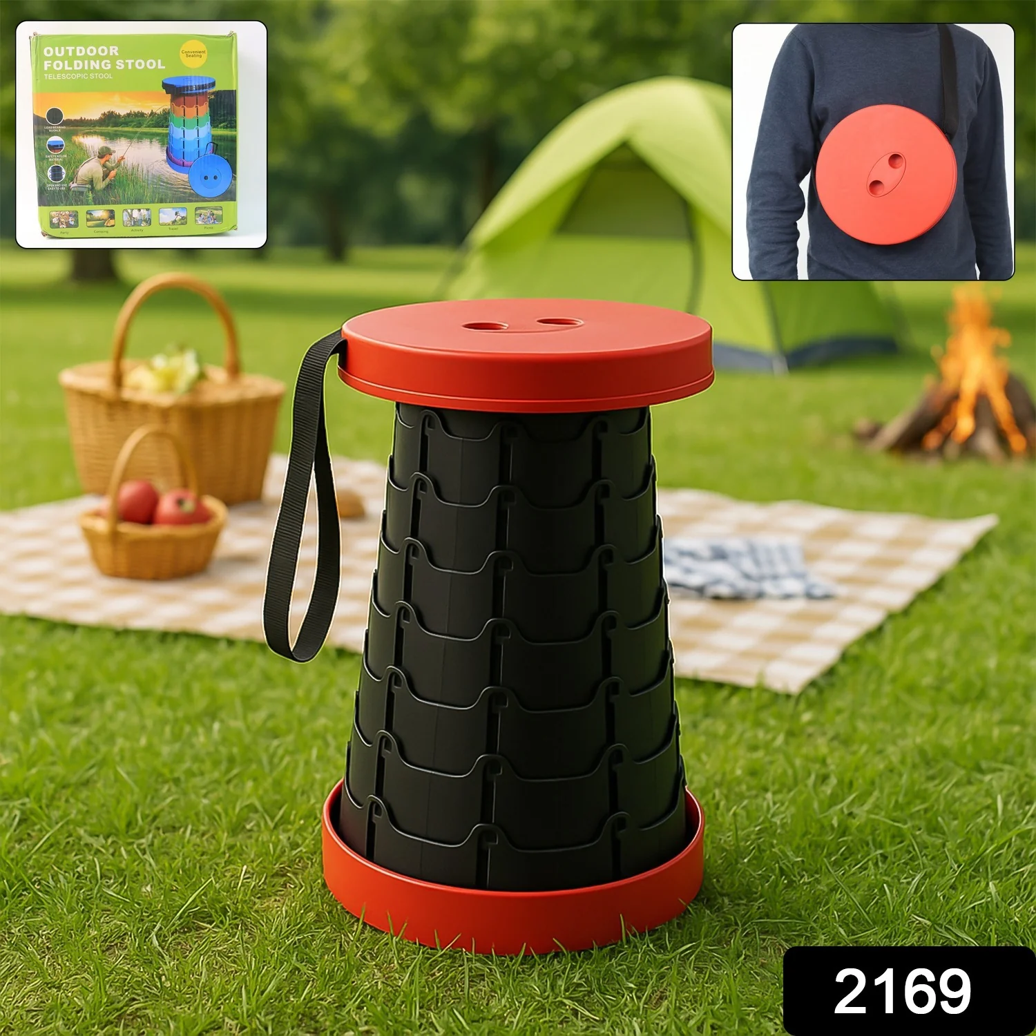 Adjustable Portable Telescopic Folding Stool (1 Pc) - Image 2