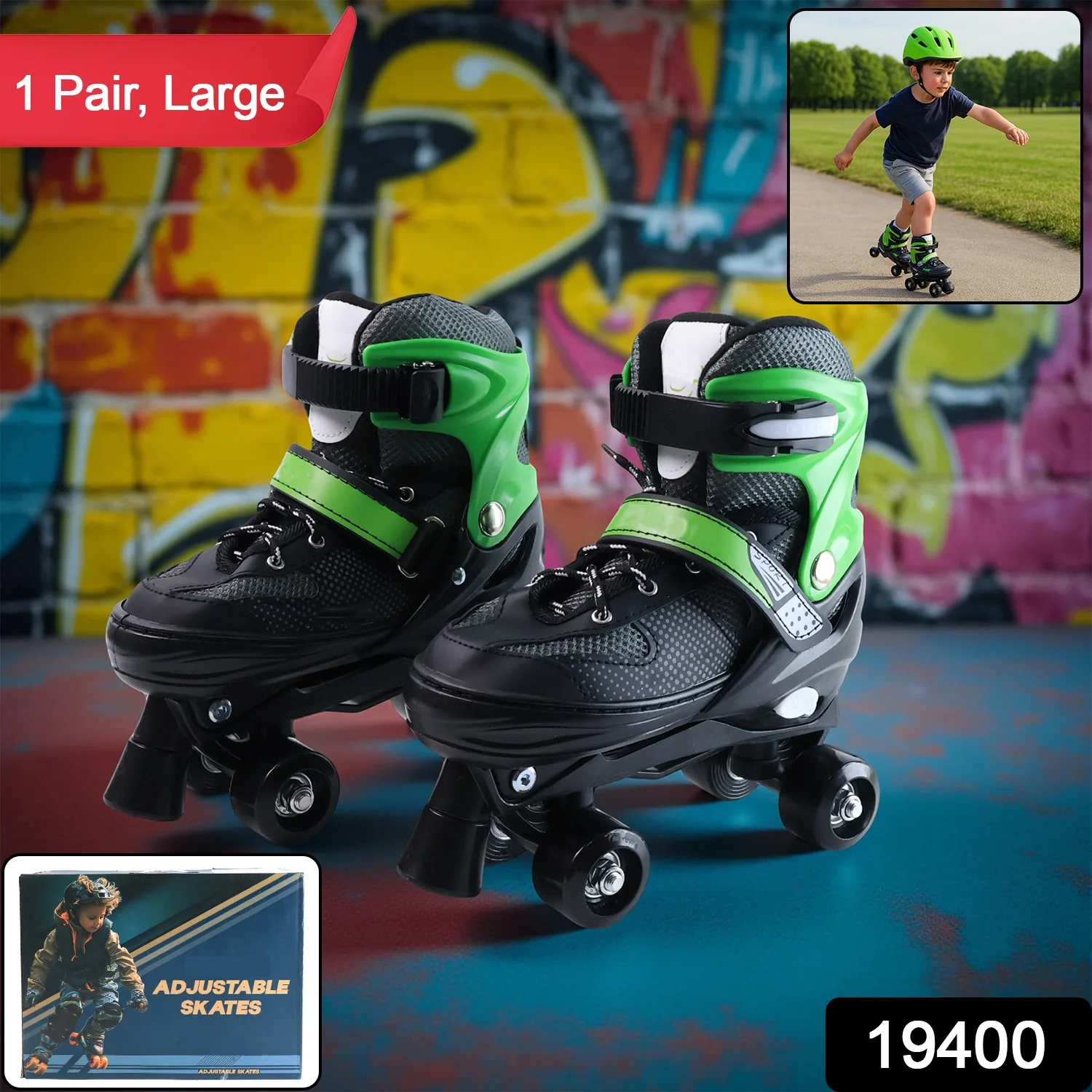 Adjustable Quad Roller Skates for Kids (Large / 1 Pair) - Image 2
