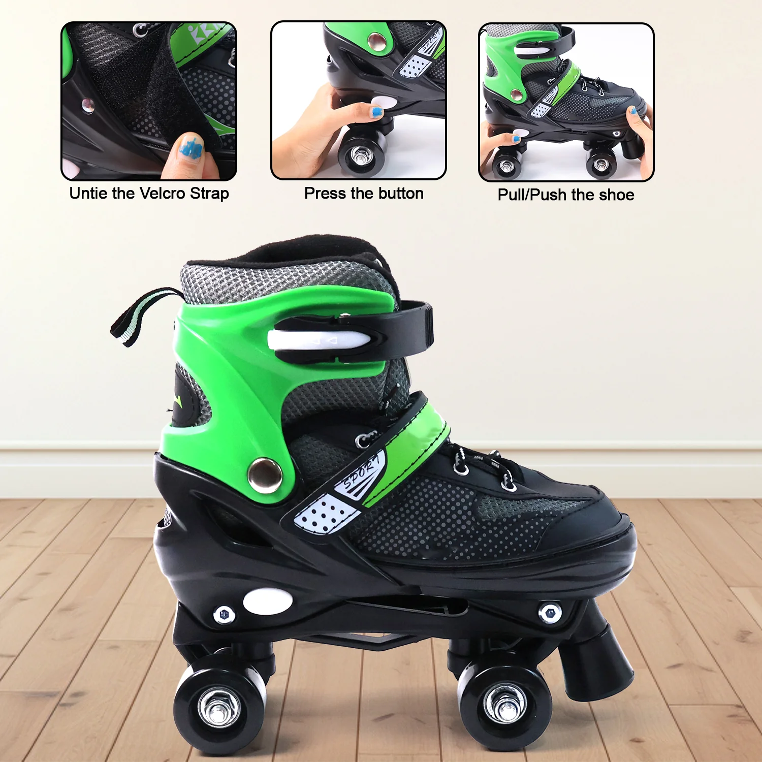 Adjustable Quad Roller Skates for Kids (Large / 1 Pair) - Image 6