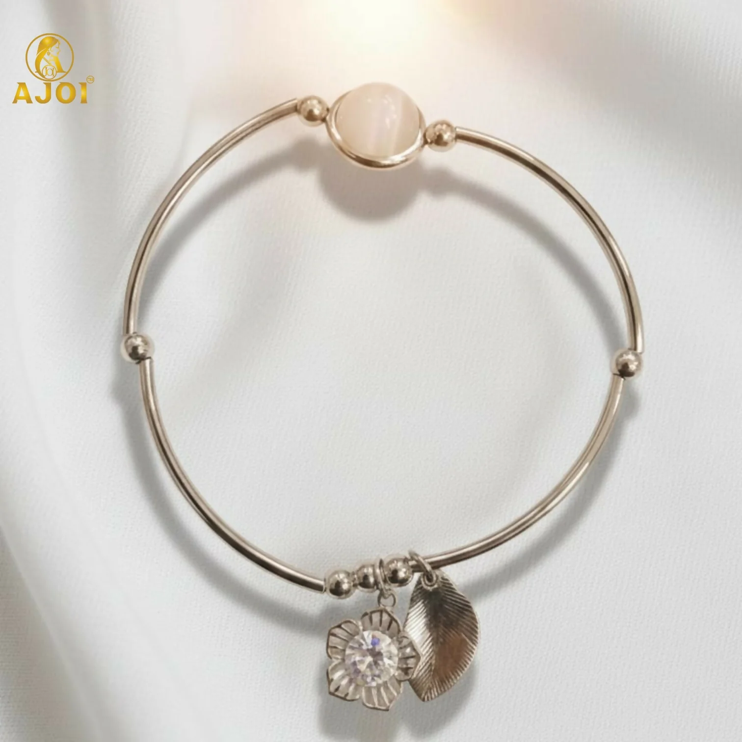 Adjustable Silver Crystal Charm Bracelet - Image 5
