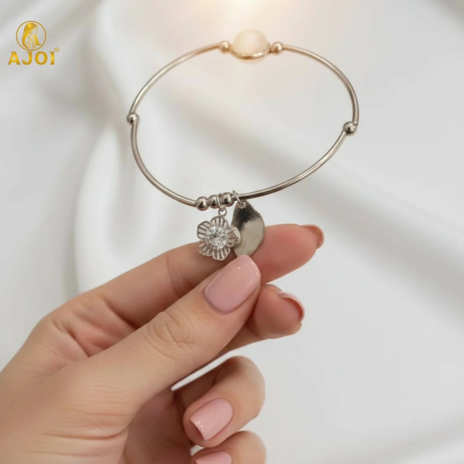 Adjustable Silver Crystal Charm Bracelet - Image 6
