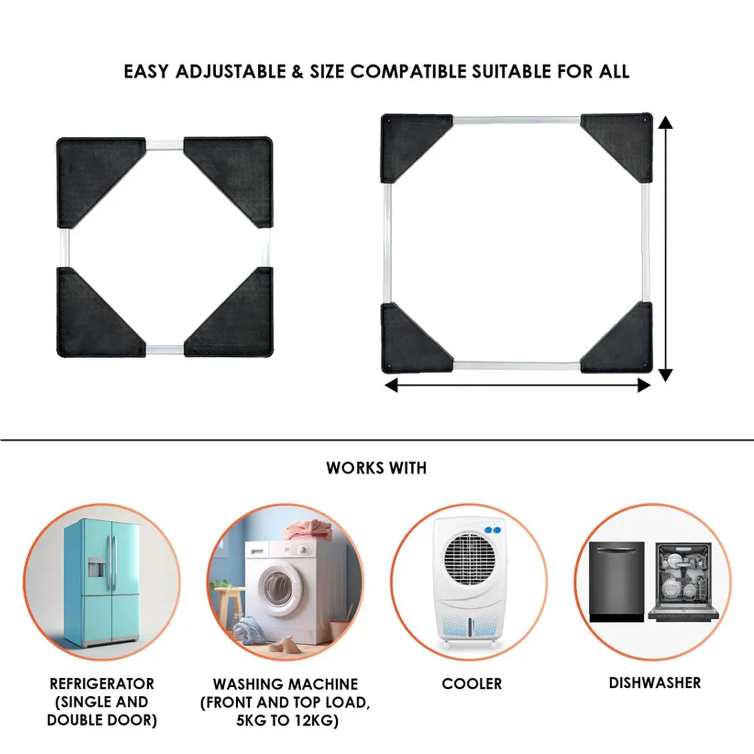 Adjustable Washing Machine & Refrigerator Stand (67×67 cm ,1 Pc) - Image 8