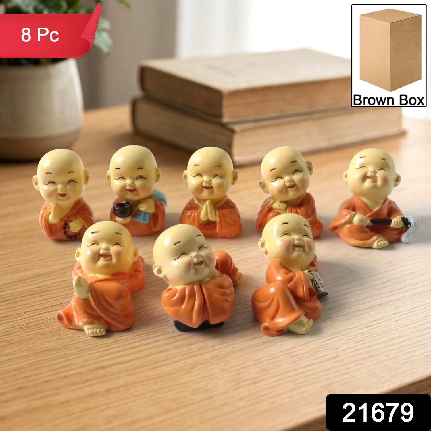 Adorable Mini Monk Buddha Idol Set (8 Pc) - Image 2