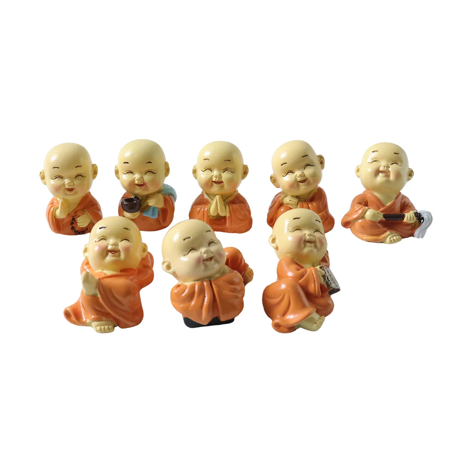 Adorable Mini Monk Buddha Idol Set (8 Pc) - Image 4