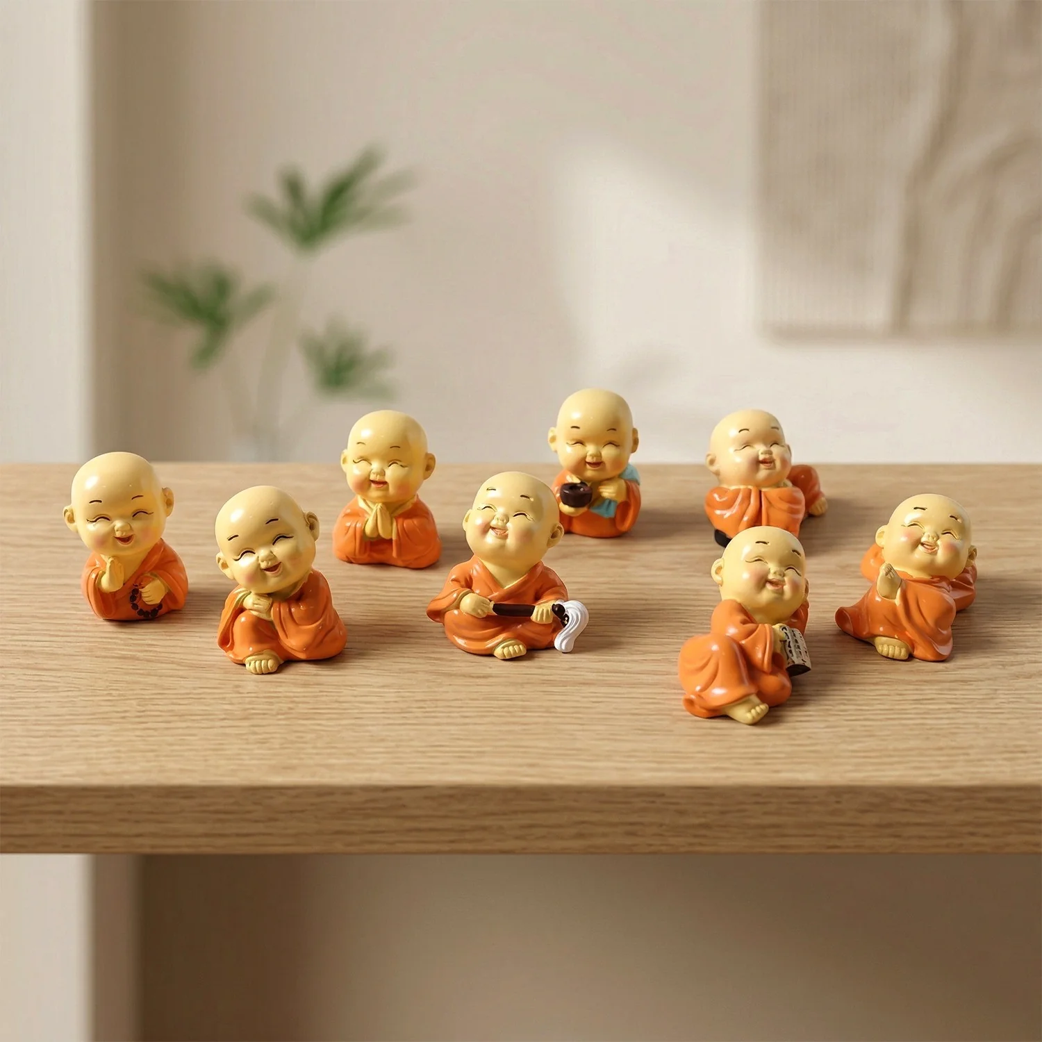 Adorable Mini Monk Buddha Idol Set (8 Pc) - Image 8