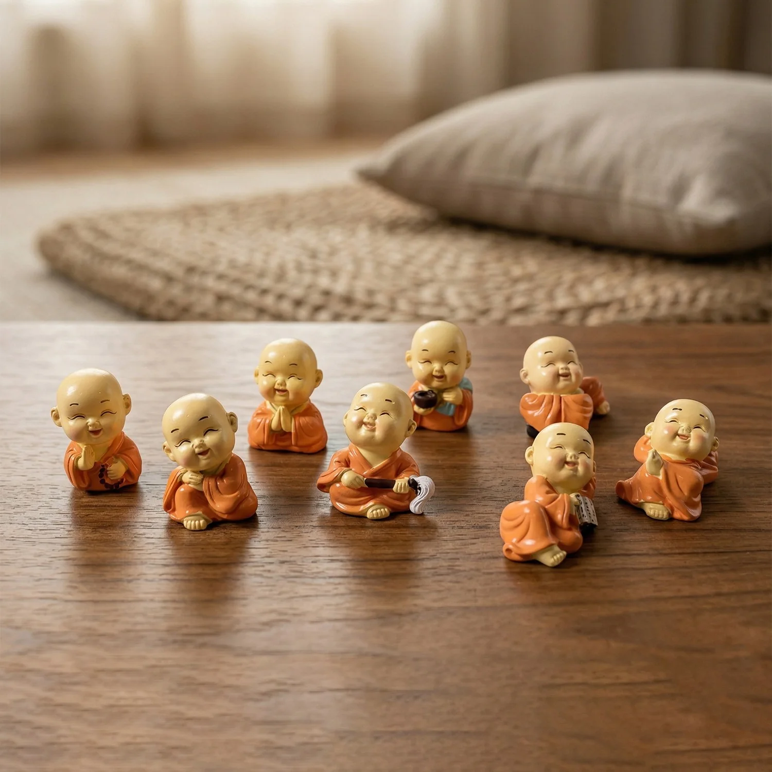 Adorable Mini Monk Buddha Idol Set (8 Pc) - Image 9