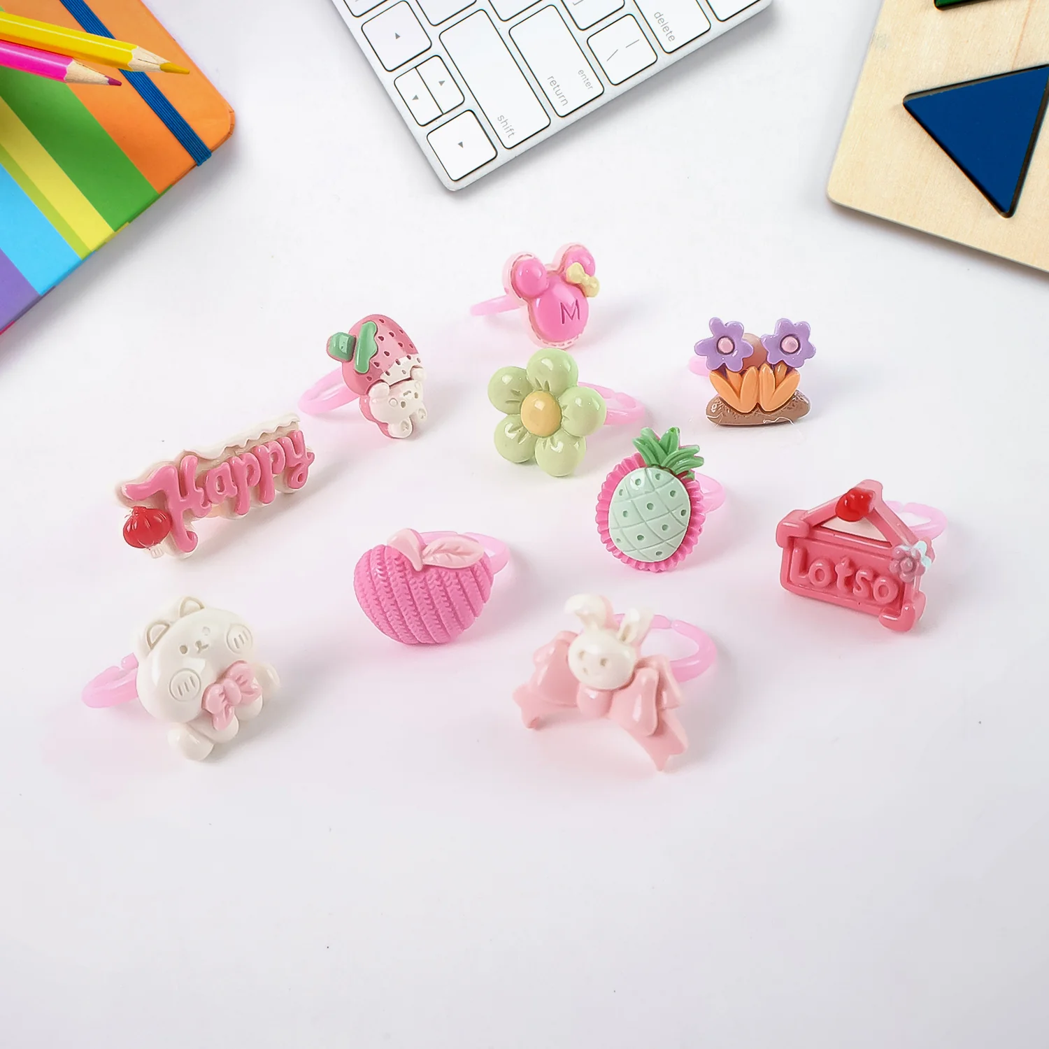 Adorable Playful Decorative Rings Children In Heart Shaped Storage Box (35 Pcs Aprpox - Image 6