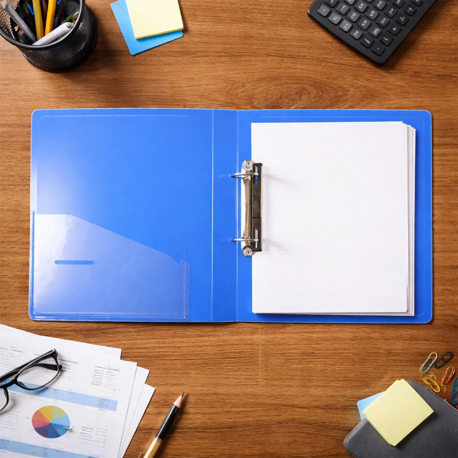 Aerotix A4 2-D Ring Binder File Folder with Inside Pocket for School, Office - Image 6