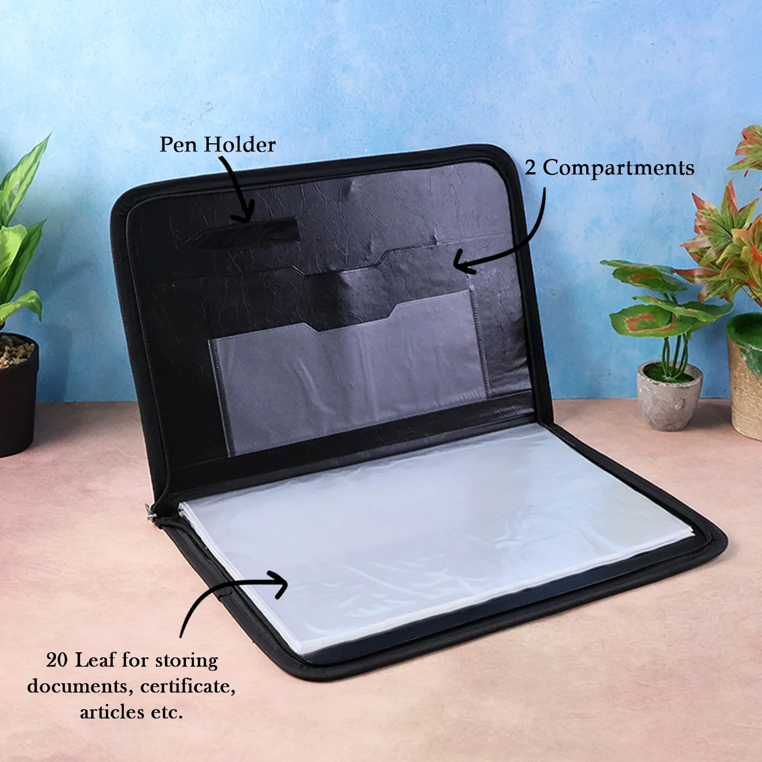 Aerotix A4 Portfolio File Zipper – 20 Leaf Professional Document Organizer Folder - Image 4