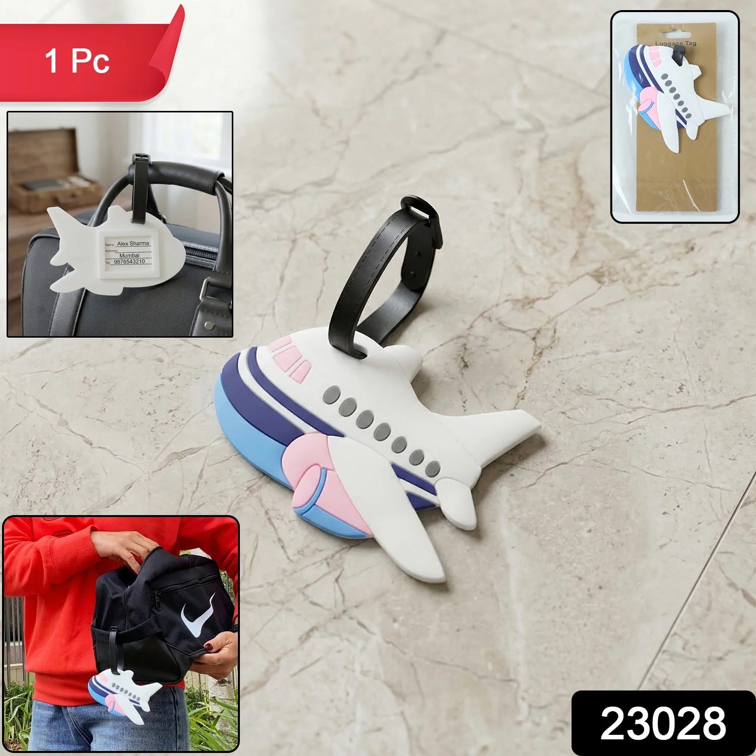 Airplane Shape Travel Identification Luggage Bag Tag (1 Pc) - Image 2