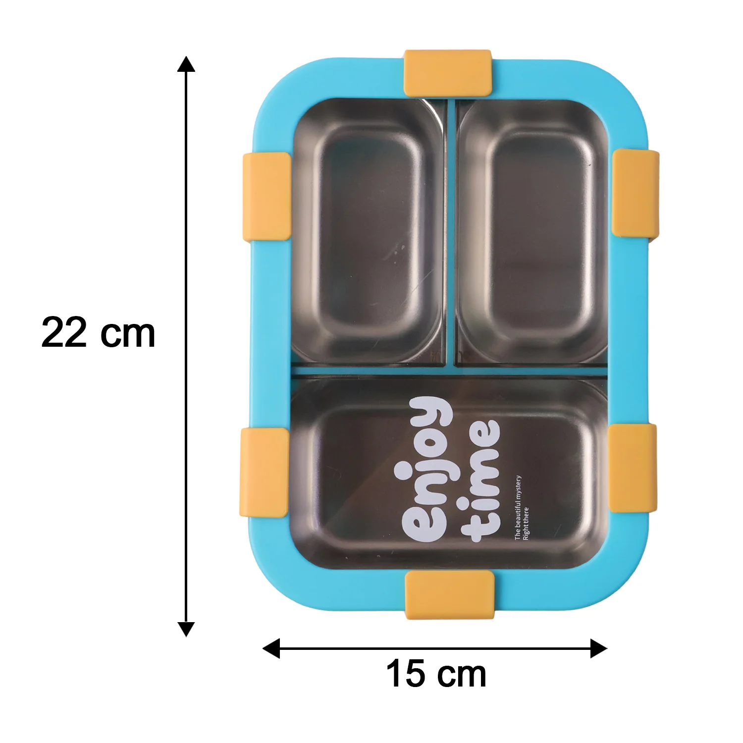 Airtight 3 Compartment Stainless Steel Lunch Box with Spoon & Fork – 600ml - Image 6