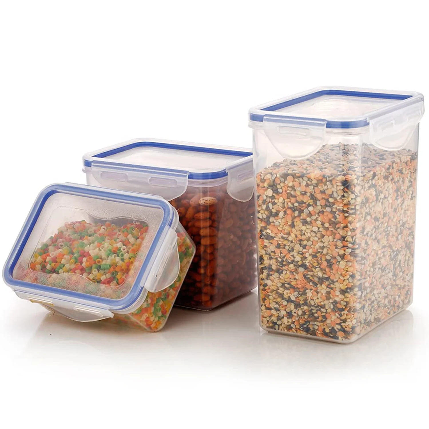 Rectangle Food Storage Containers: Airtight, Leak-Proof Lids (3-Pack, Clear ABS) - Image 3