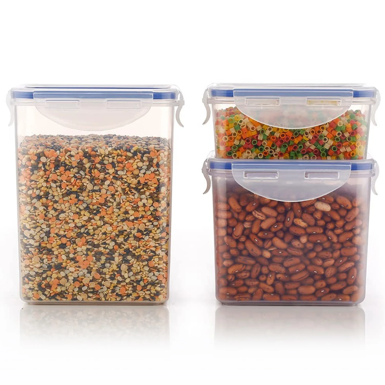 Rectangle Food Storage Containers: Airtight, Leak-Proof Lids (3-Pack, Clear ABS) - Image 8