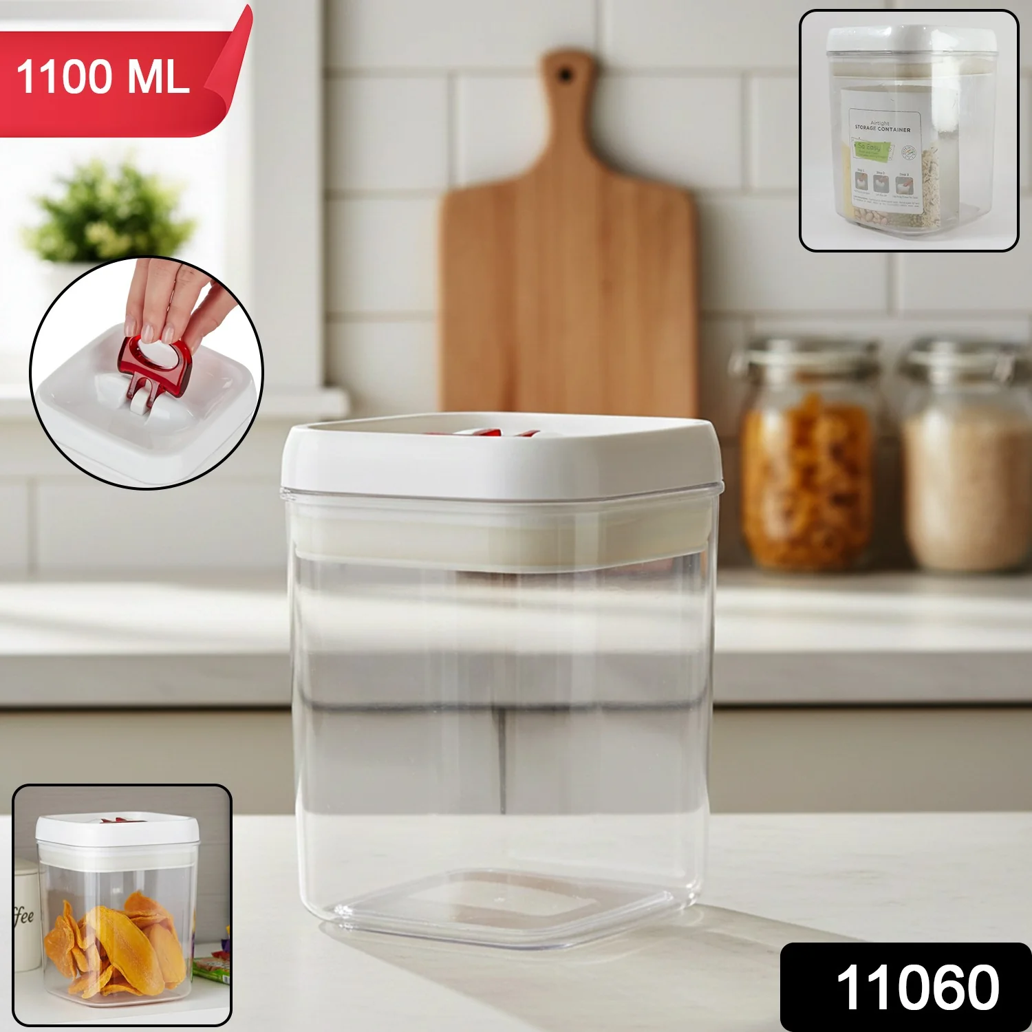 Airtight Lock & Seal Transparent Kitchen Storage Container (1100 ML) - Image 2