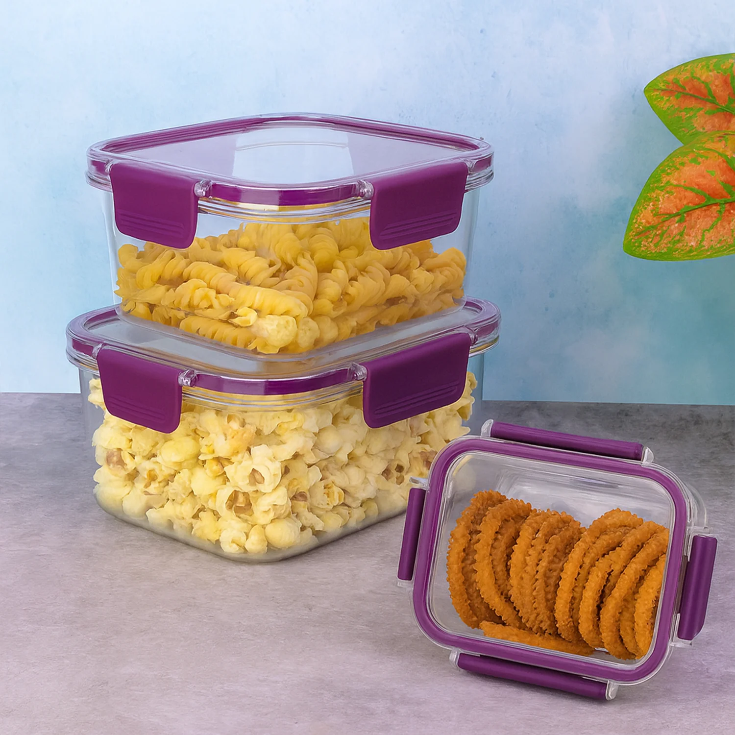 Airtight Square Food Storage Container Set (3 Pc) - Image 3