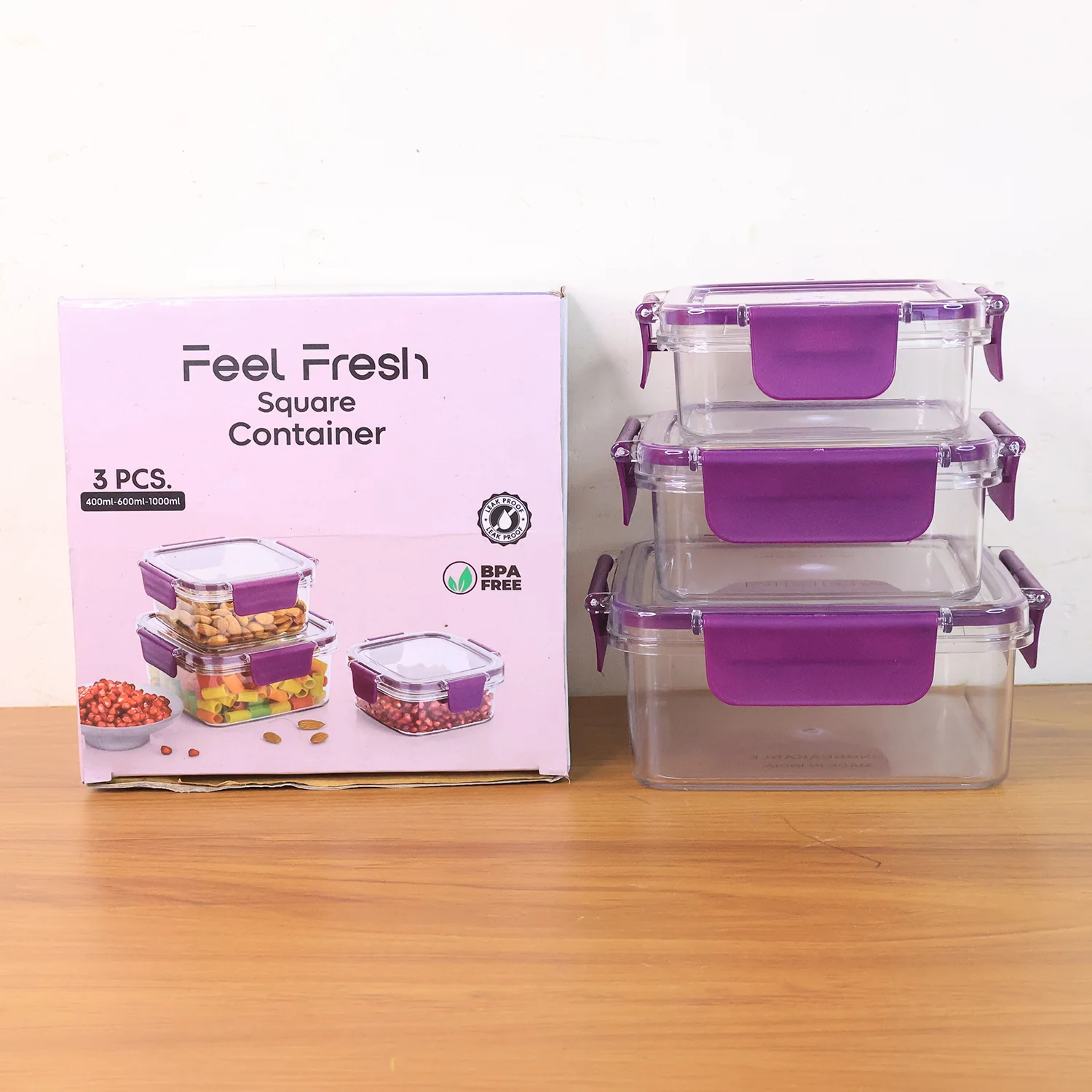 Airtight Square Food Storage Container Set (3 Pc) - Image 8