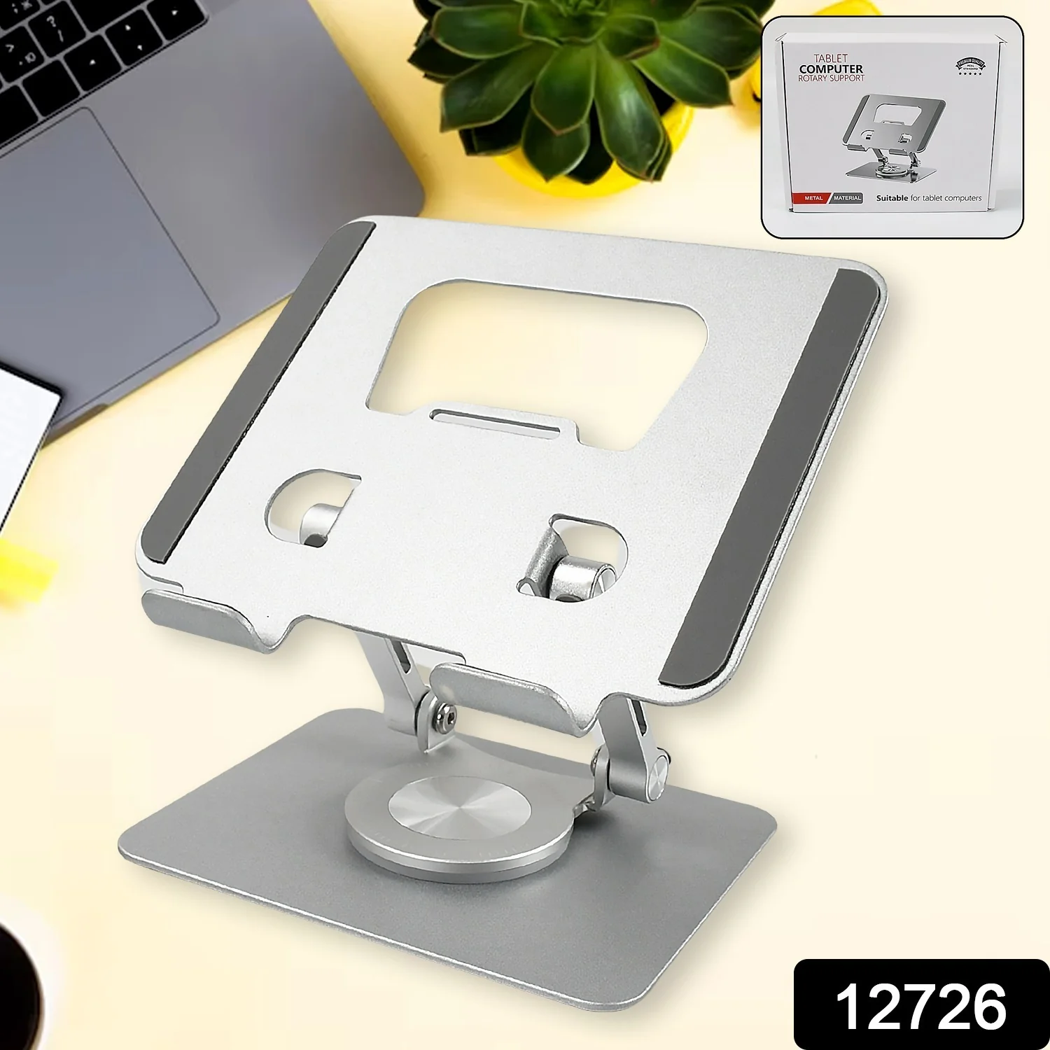 Aluminum Alloy 360° Rotating Adjustable Bracket – Adju Portable Foldable Tablet Stand - Image 2