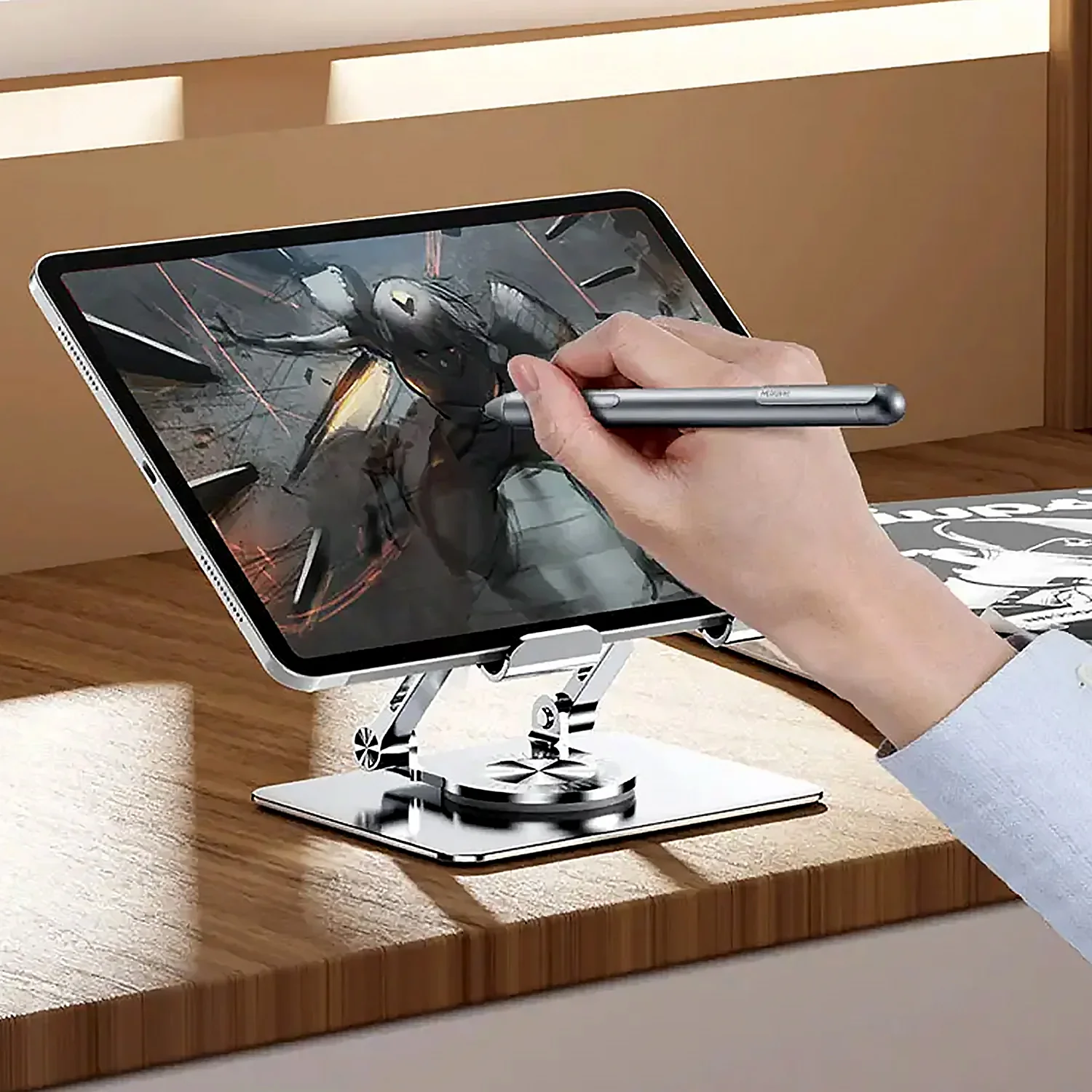 Aluminum Alloy 360° Rotating Adjustable Bracket – Adju Portable Foldable Tablet Stand - Image 3