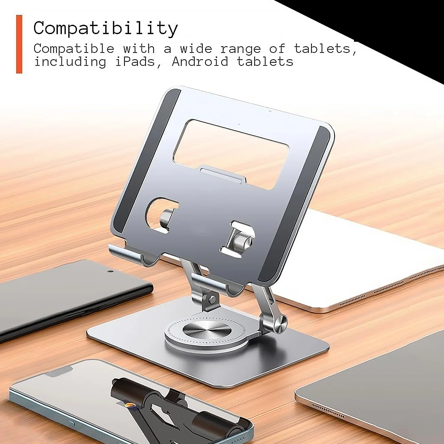 Aluminum Alloy 360° Rotating Adjustable Bracket – Adju Portable Foldable Tablet Stand - Image 6