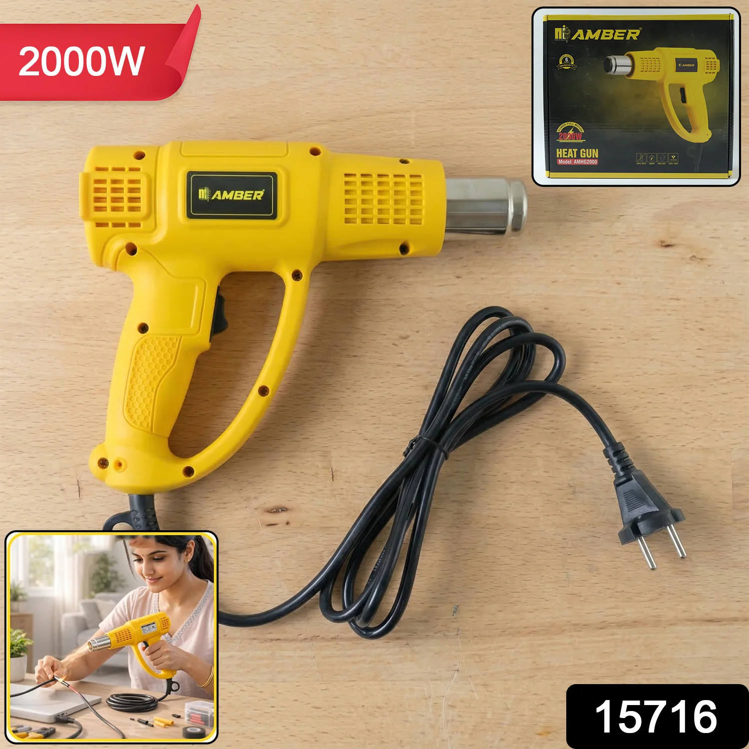 Amber Heat Gun AMHG2000 2000W 1 Pc - Image 2
