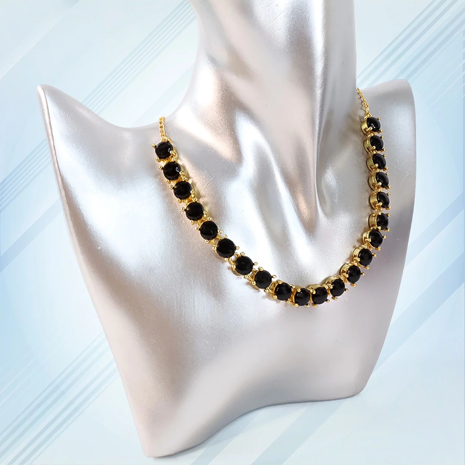 American Diamond Elegant Gold Plated Necklace Set - Image 2