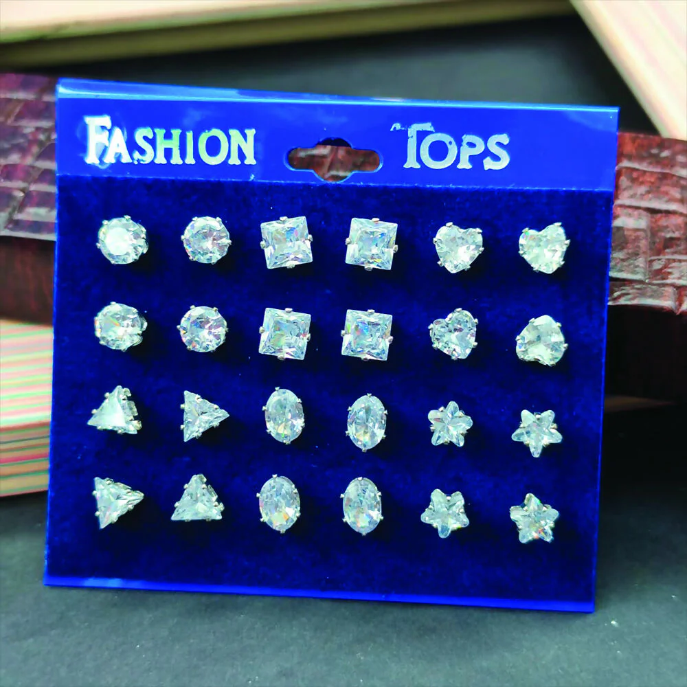 American Diamond Packo Of 12 Stud Earrings - Image 2