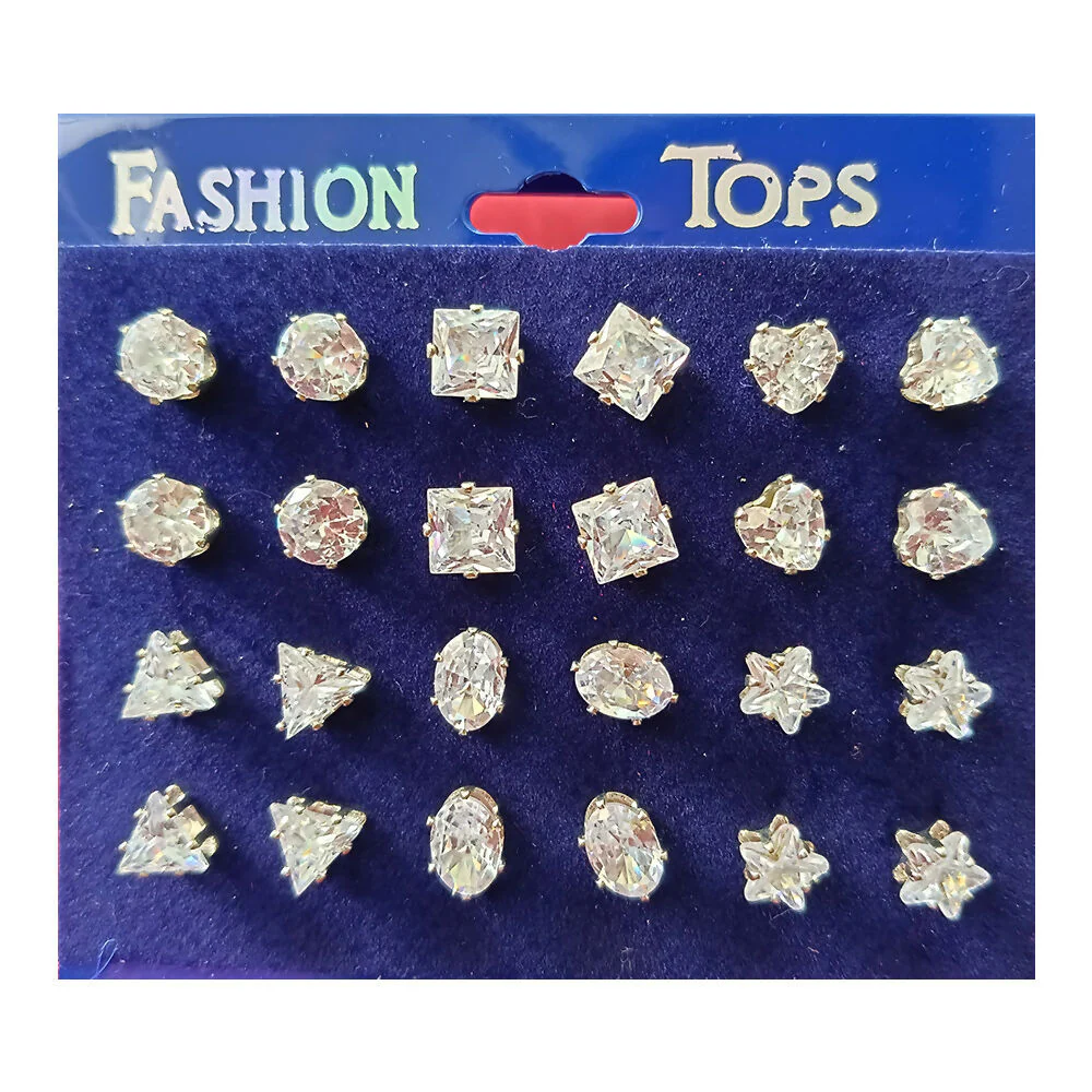 American Diamond Packo Of 12 Stud Earrings - Image 3