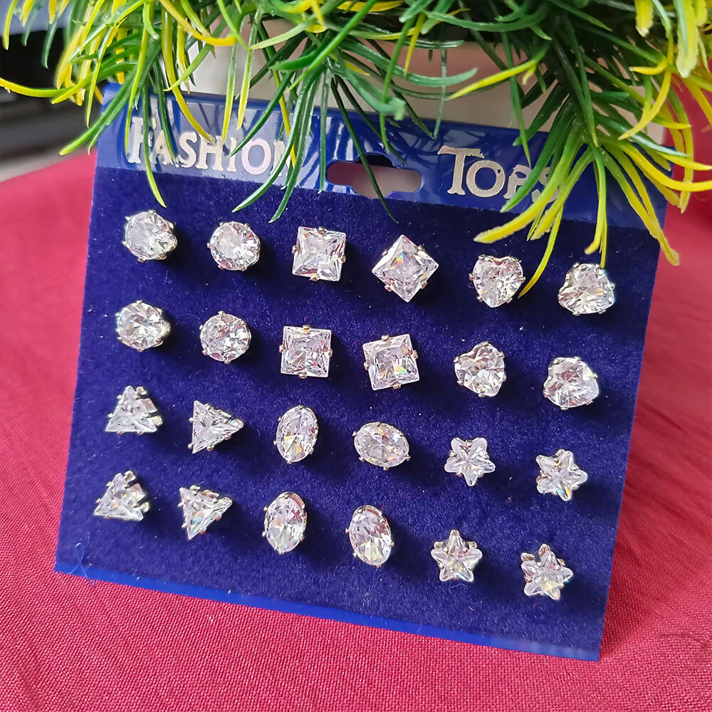 American Diamond Packo Of 12 Stud Earrings - Image 4