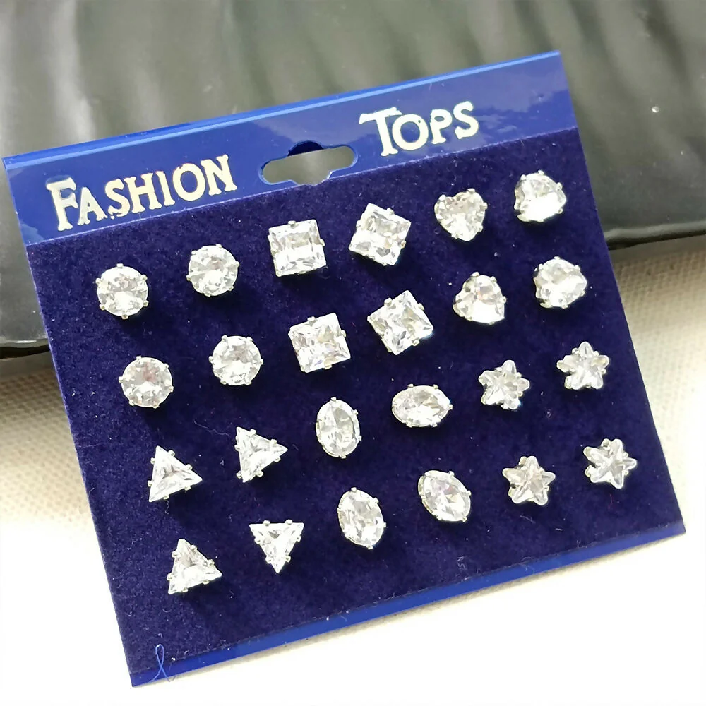 American Diamond Packo Of 12 Stud Earrings - Image 5