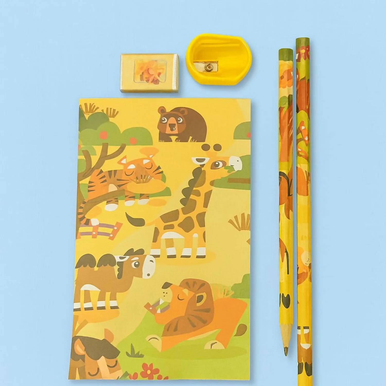 Animal Theme Kids Stationery Set with Notebook, Pencils & Carry Pouch - Image 3