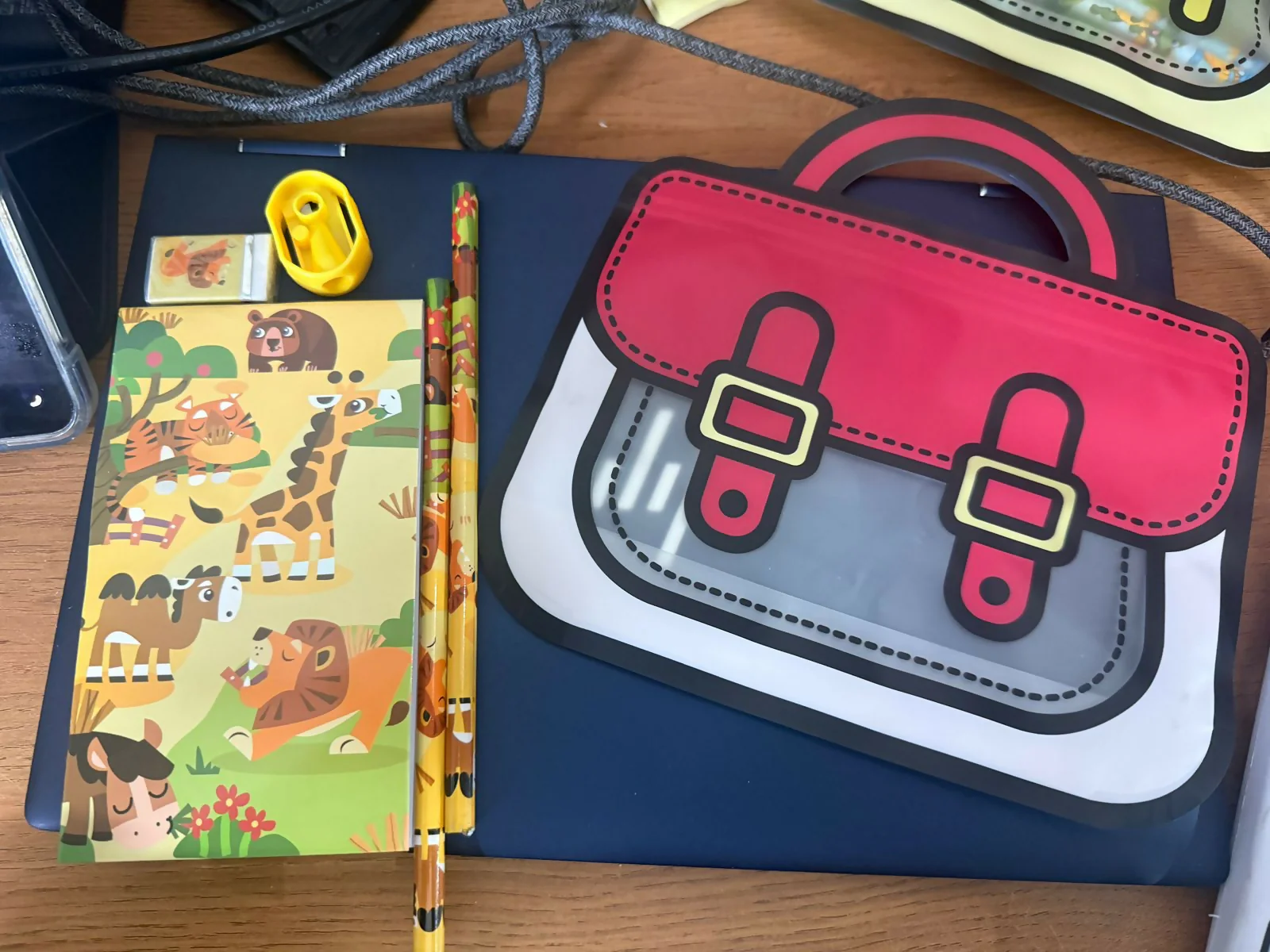 Animal Theme Kids Stationery Set with Notebook, Pencils & Carry Pouch - Image 4