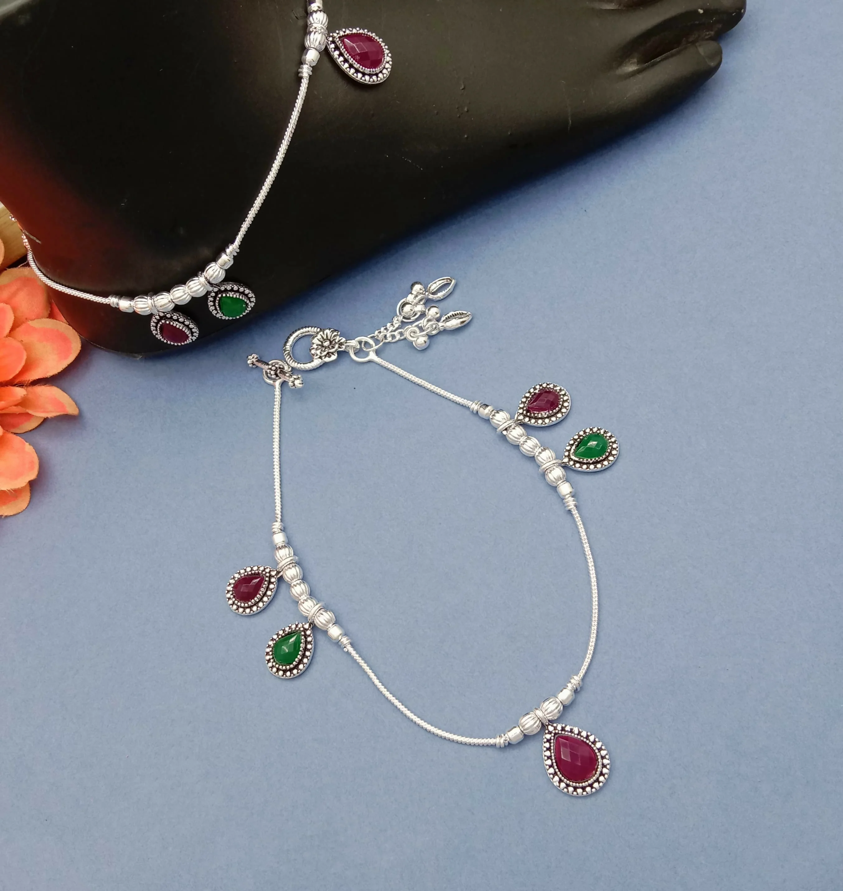 Graceful Silver Anklet – Timeless Ethnic Beauty