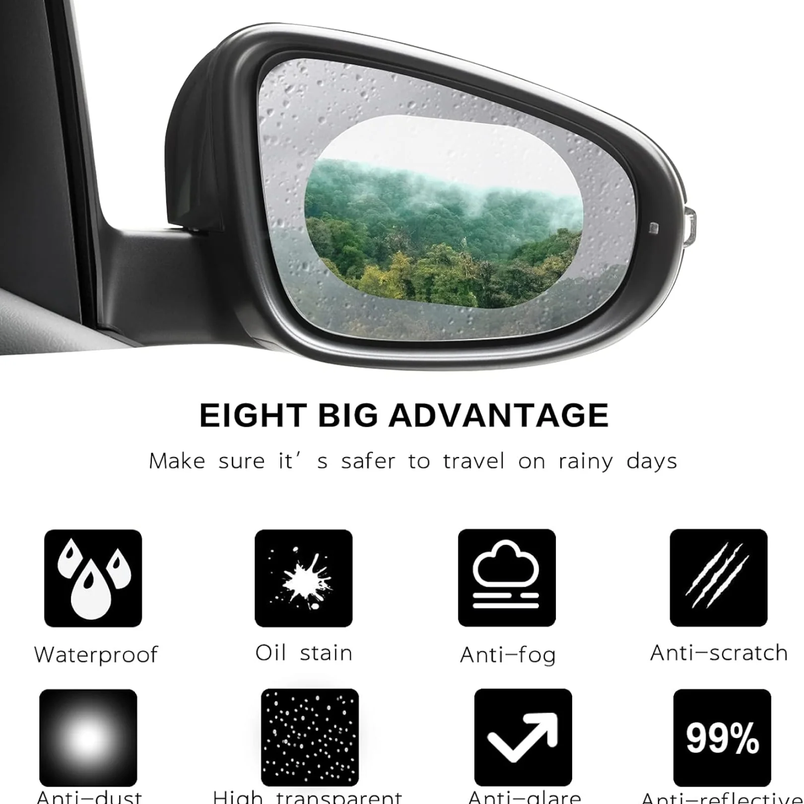 Anti-Fog & Anti-Scratch Rearview Mirror Film – HD Protective Sticker (1 Pc) - Image 2