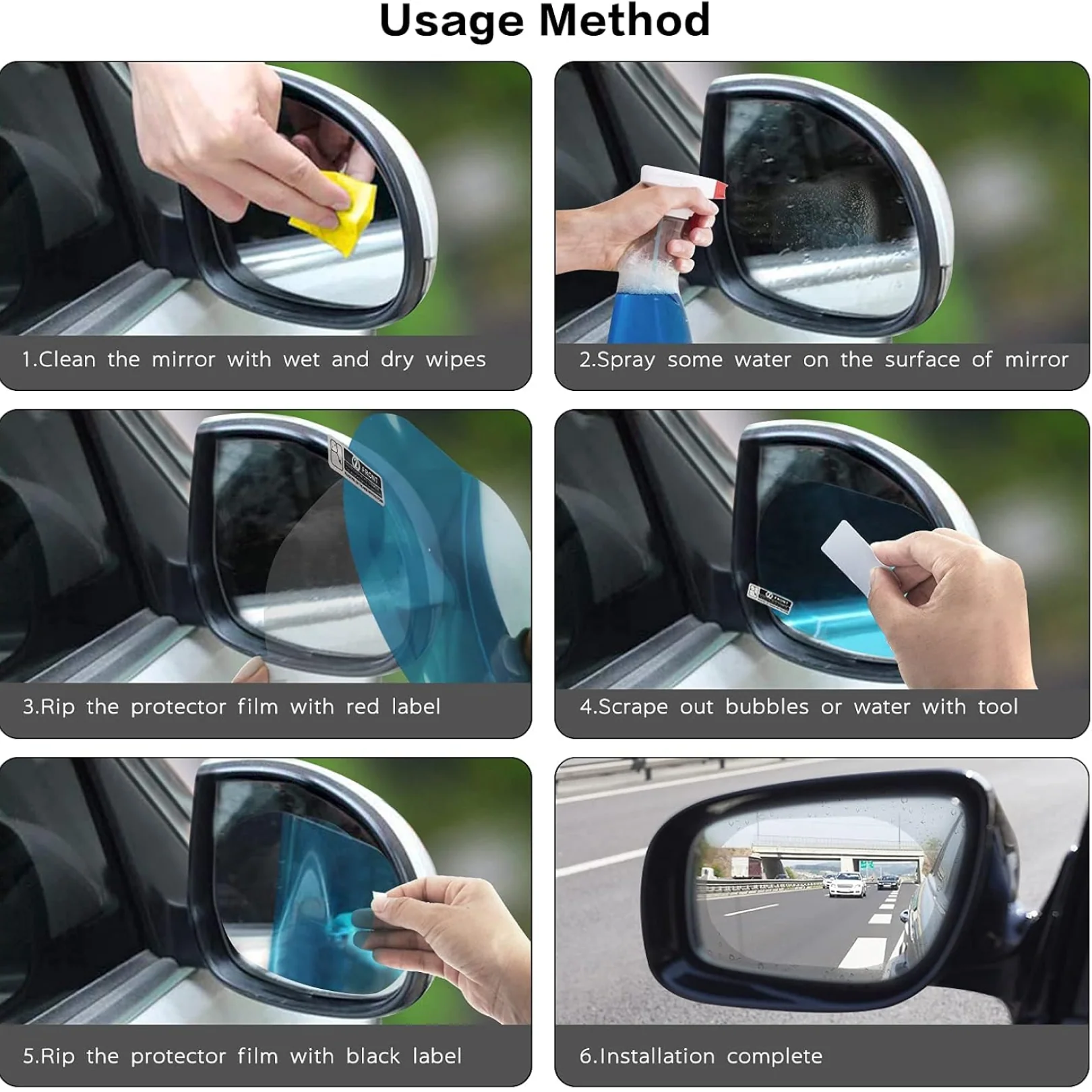 Anti-Fog & Anti-Scratch Rearview Mirror Film – HD Protective Sticker (1 Pc) - Image 5