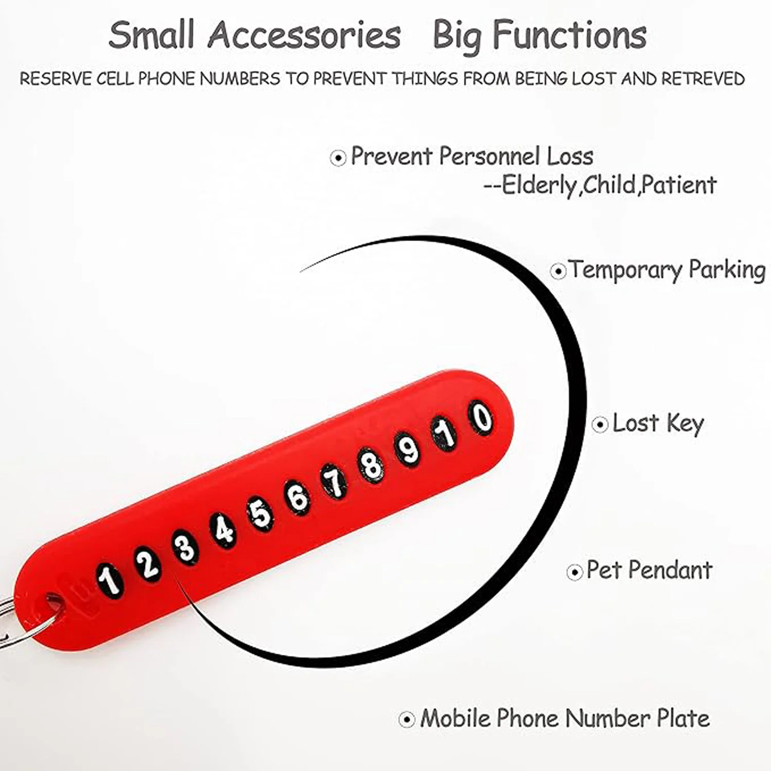 Anti-Lost Keychain with Number Plate – 1 Pc - Image 3