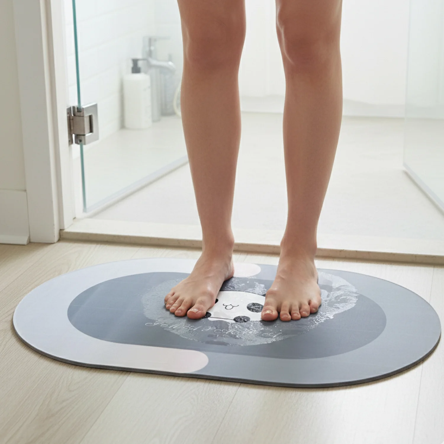 Anti-Slip Cartoon Panda Printed Bathroom Floor Mat (1 Pc, 89 x 59 Cm) - Image 3