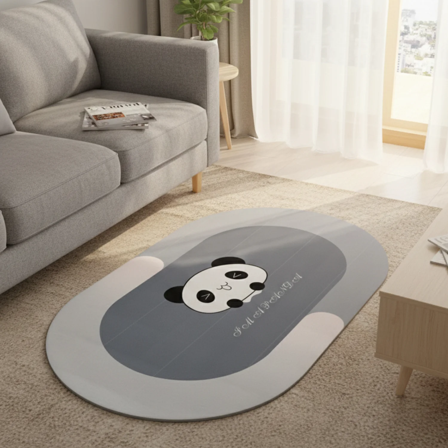Anti-Slip Cartoon Panda Printed Bathroom Floor Mat (1 Pc, 89 x 59 Cm) - Image 5