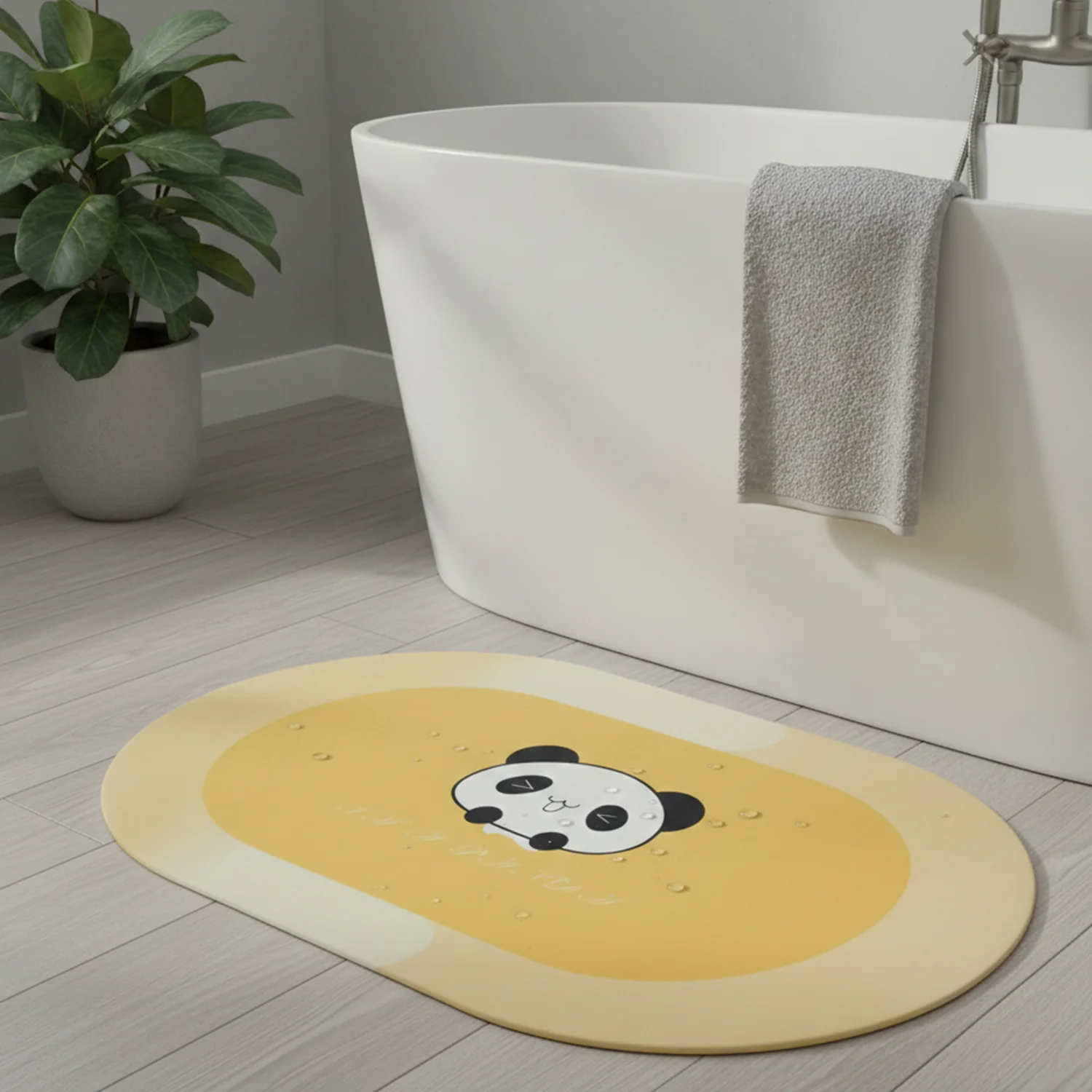 Anti-Slip Cartoon Panda Printed Bathroom Floor Mat (1 Pc, 90 x 59 Cm) - Image 5