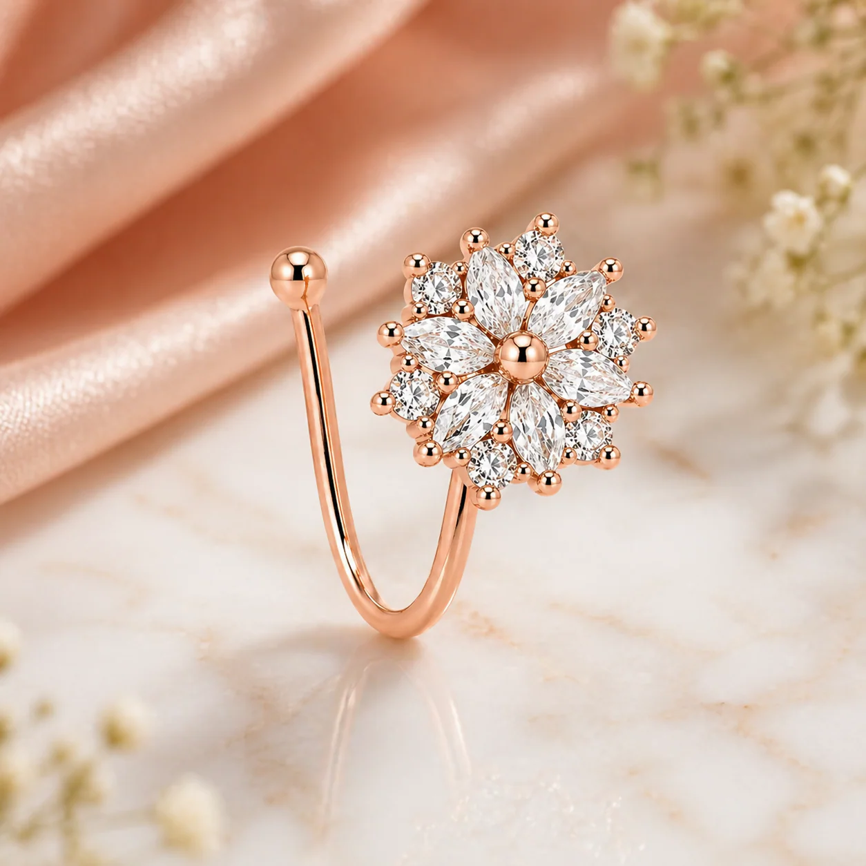 Anti Tarnish Stylish Floral Nose Stud for Women & Girls – Elegant Jewelry Piece - Image 2