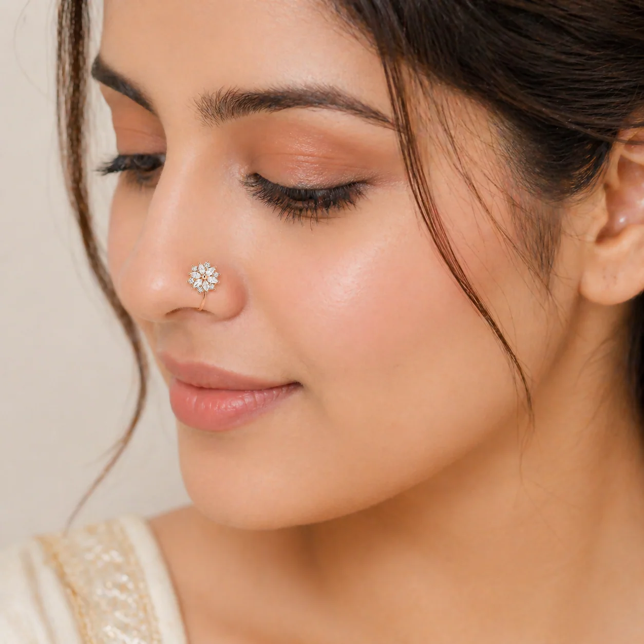 Anti Tarnish Stylish Floral Nose Stud for Women & Girls – Elegant Jewelry Piece - Image 3