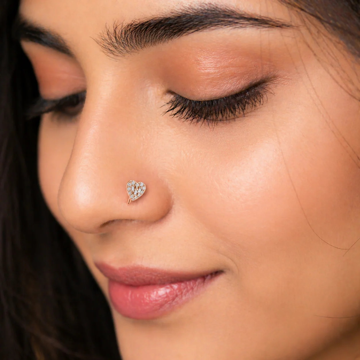 Anti-Tarnish Stylish Heart Shaped Nose Stud for Women and Girls - Rose Gold Finish - Image 4